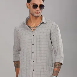 THE BEETEL HOUSE Men Standard Slim Fit Windowpane Checks Opaque Checked Casual Shirt-picture-29