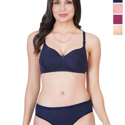 Liigne Women Pack Of 4 Lightly Padded Mid-Rise Non-Wired Bra Lingerie Set-picture-16