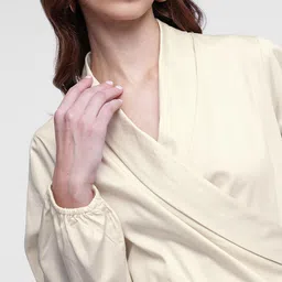 French Connection Shawl Collar Pure Cotton Wrap Top image 3