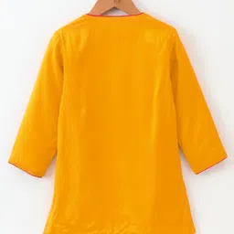 Babyhug Full Sleeves Kurta & Dhoti Swan Embroidery - Yellow Orange image 3