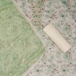 SHADOW & SAINING Floral Printed Beads And Stones Banarasi Unstitched Dress Material image 5