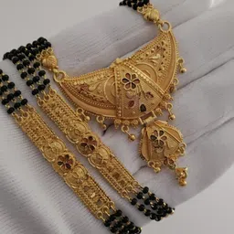 MADHURAM FASHION Gold-Plated Brass Artificial Stones and Beads Mangalsutra-picture-10