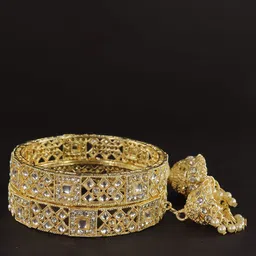 NMII Set Of 2 Gold-Plated Artificial Stone-Studded Latkan Bangles image 4