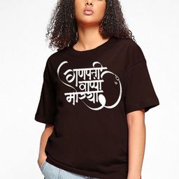 TOGS & TERRE Women Typography Printed Round Neck Cotton Oversized T-shirt-picture-44