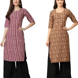 Ethnic basket Women Pack Of 2 Multicoloured Crepe Kurtas-picture-27