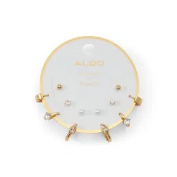 ALDO Set Of 6 Gold Plated Rhinestone Studded Contemporary Studs-picture-24