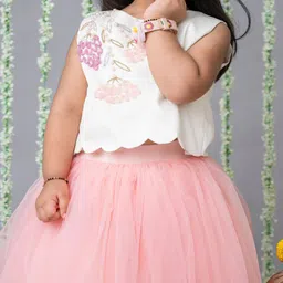 LABEL NEETI Girls Embroidered Beads and Stones Ready to Wear Lehenga & image 3