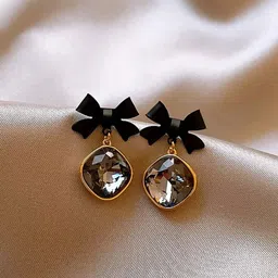 Celestique Crystal Studded Contemporary Shaped Korean Drop Earrings-picture-23