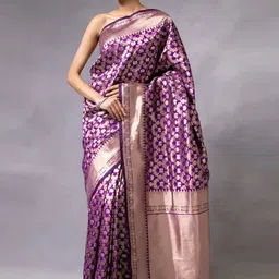 Moda Rapido Woven Design Banarasi Saree with Unstitched Blouse Piece image 2