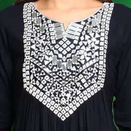 KALINI Women Ethnic Motifs Embroidered Regular Mirror Work Kurta with Trousers & With Dupatta image 5