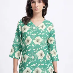 Anouk Rustic Floral Printed V-Neck Straight Kurti image 4