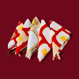 Arte Kshirodha 5Pcs Red & White Printed Table Napkins-picture-10