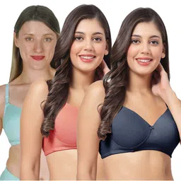 SHYAM SONS FLAIR PlainMould Pack Of 3 Full Coverage Lightly Padded T-Shirt Bra image 2
