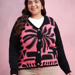 DressBerry Curve Abstract Self Design Cardigan image 2