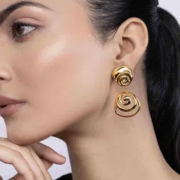 KAORI BY SHREYA AGARWAL Gold-Plated Stainless Steel Contemporary Drop Earrings-picture-15