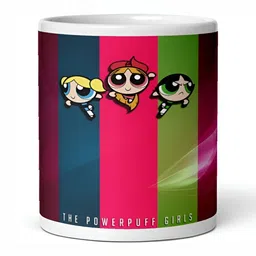 Mr UVD White & Pink The Powerpuff Girls Printed Ceramic Glossy Mug - 350 ml-picture-38