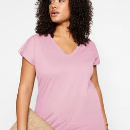 Trendyol Women V-Neck Pockets T-shirt-image-70