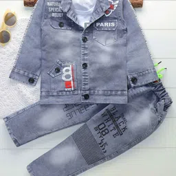 Shirazi Boys Printed Long Sleeves Denim Jacket With Trousers-image-8