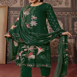 DRAVINAM Trends Floral Embroidered Sequunied Pashmina Unstitched Dress Material-image-27