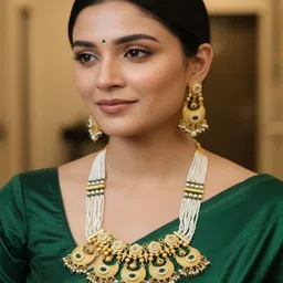 PANASH Gold-Plated Kundan-Studded Jewellery Set-image-26