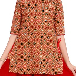 MASTARANG Girls Bandhani Printed Straight Kurta With Dupatta image 3