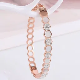 Jewels Galaxy Rose Gold-Plated Crystals Studded Bangle-Style Bracelet image 2