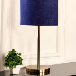 Aura Blue Metal Traditional Cylindrical Shaped Table Lamp-image-79