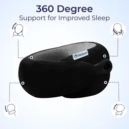 BILLEBON Grey Extra Soft Memory Foam Travel Pillow With Eye Mask 5 inches x 4 inches image 2