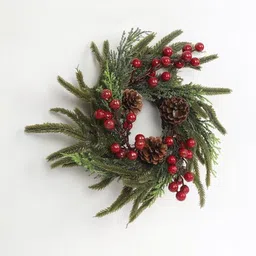 HAMSTER LONDON Green & Red Embellished Christmas Decor Holy Wreath With Berries image 3