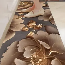 Yellow Weaves 2Pcs Brown & Grey Floral Printed Kitchen Mats-image-89