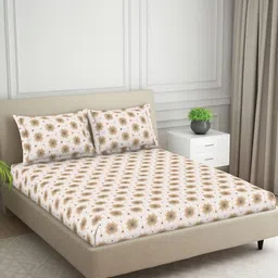 Welspun Brown & White Ethnic Motifs 120 TC King Bedsheet With 2 Pillow Covers image 5