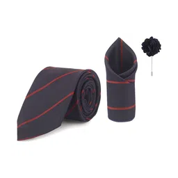 TADWILL Men Striped Broad Tie with Lapel Pin image 5