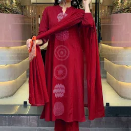 DIVASTRI Women Embroidered A-Line Kurta with Trousers & Dupatta image 3