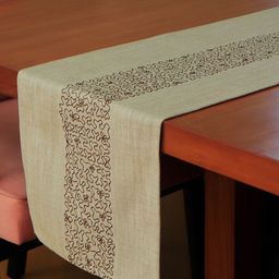 ZEBA Beige Embroidered Table Runner-picture-4