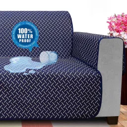 Navy Blue Solids Polyester 2 Seater Sofa Cover by Dream Care image 4