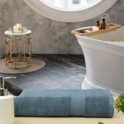 Aura TRIO Blue Cotton Bath Towels 550 GSM-image-52
