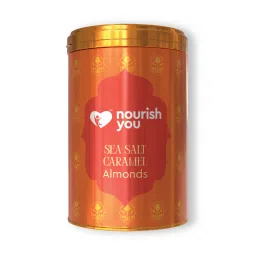 Nourish You Sea Salt Caramel Almond 100g Tin Jar | Roasted Almonds with Caramel & Sea Salt | Healthy Snack | Gluten-Free | No Preservatives | On-the-Go Nutritious Treat-image-39
