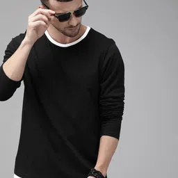 Roadster Men Black Solid Round Neck Pure Cotton T-shirt-picture-12