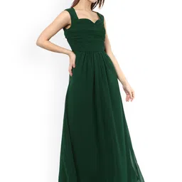 La Zoire Women Green Solid Maxi Dress-image-15
