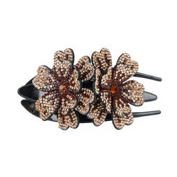 MIZORRI Women Gold-Toned & Maroon Beaded Claw Clip-image-83