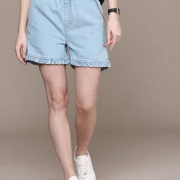 The Roadster Life Co. Women Wide Leg Pure Cotton Denim Shorts-picture-37