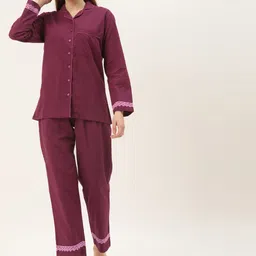 Ikk Kudi by Seerat Women Magenta Shirt Cotton Night suit-image-49