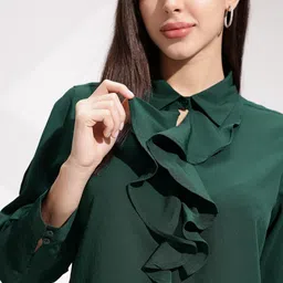 her by invictus Solid Ruffles Blouson Top image 5