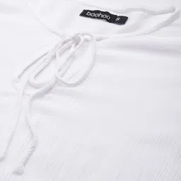 Boohoo Geometric Embroidered Tie-Up Neck Bell Sleeves A-Line Maxi Dress image 5