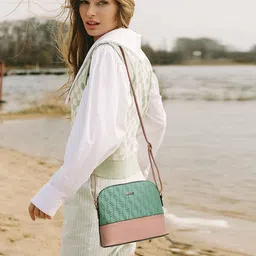 Exotic Colourblocked Structured Sling Bag image 5