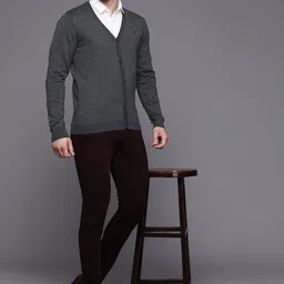 Louis Philippe Men Solid Formal Cardigan image 4