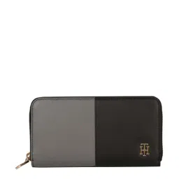 Tommy Hilfiger Black & Grey Color Block Zip Around Wallet for Women-picture-20