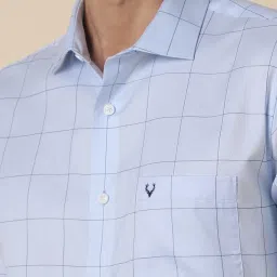 Allen Solly Blue Cotton Slim Fit Checks Shirt image 4