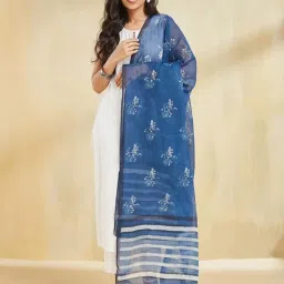 Fabindia Blue Regular Fit Printed Dupatta image 2
