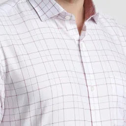 Peter England White Slim Fit Checks Shirt image 4